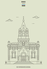 Holy Myrrhbearers Cathedral in Baku, Azerbaijan. Landmark icon