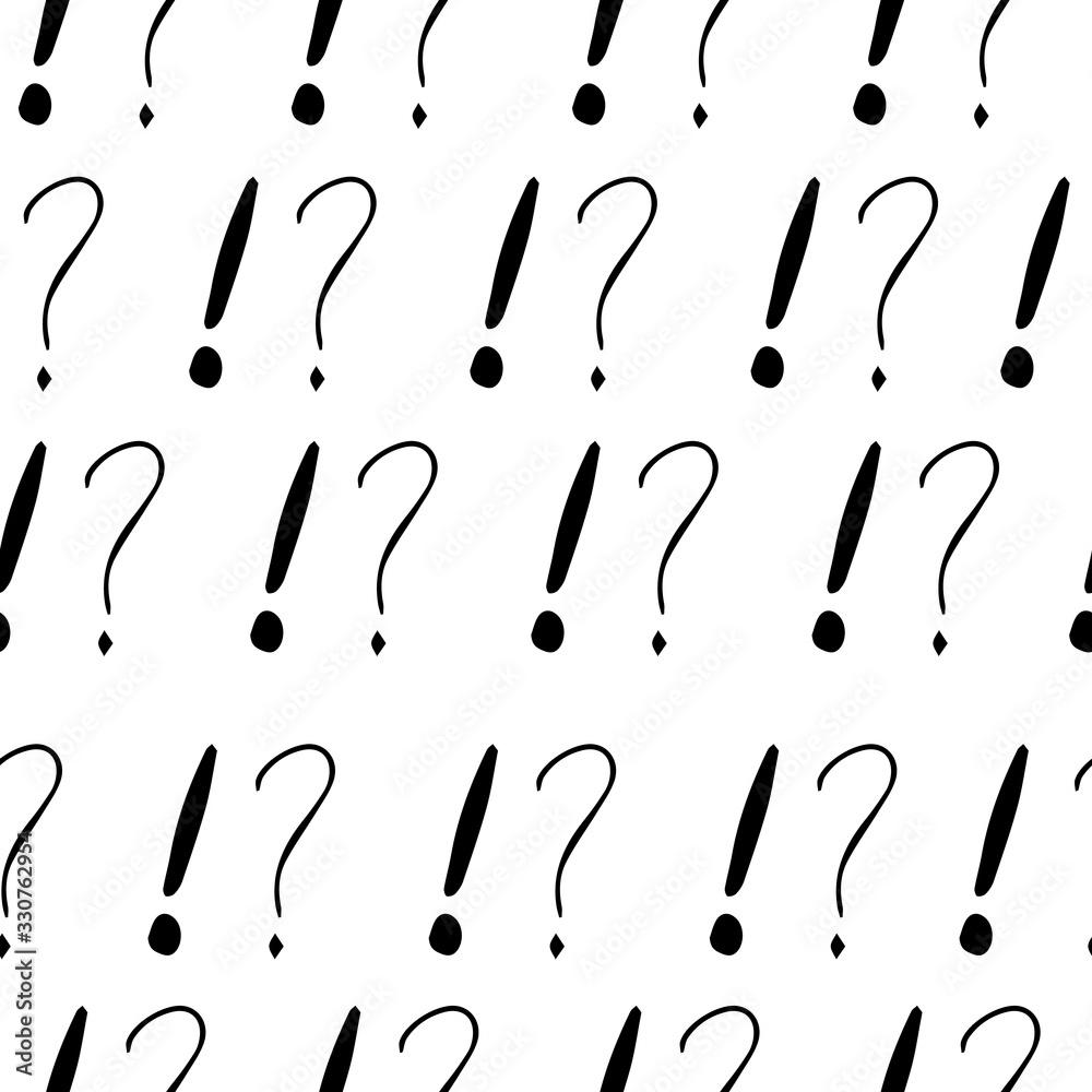 Fototapete question marks and exclamation mark seamless pattern. vector sketch question marks and exclamation m