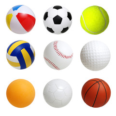 Collection of sport balls isolated on white