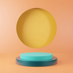 3D rendering of colorful pedestal podium on clearly background, abstract  minimal podium blank space for beauty cosmetic product,Clean design luxury minimalist mockup stage round pillar stand scene,