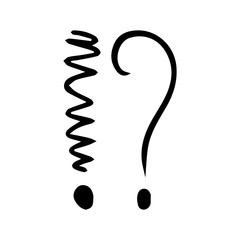 Vector illustration Hand drawn question mark and exclamation point. Question mark and exclamation point isolated on white.
