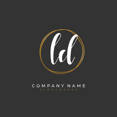  Handwritten initial letter L D LD for identity and logo. Vector logo template with handwriting and signature style.