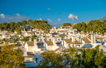 panorama overlooking the white houses in the south of spain. Holiday homes near the seashore