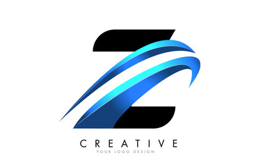 Z Letter logo with blue gradient swash design.