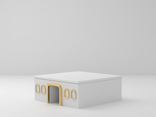 3D rendering of white gold pedestal podium on clearly background, abstract  minimal podium blank space for beauty cosmetic product,Clean design luxury minimalist mockup stage round pillar stand scene,