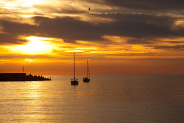 Sestri Levante (GE), Italy - June 01, 2017: A beautiful sunset, Sestri Levante, Genova, Liguria, Italy
