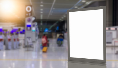 Mock blank billboards or posters in the airport  ,Empty advertising billboard at aerodrome for advertisement.
