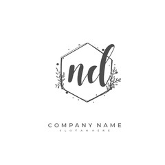 Handwritten initial letter N D ND for identity and logo. Vector logo template with handwriting and signature style.