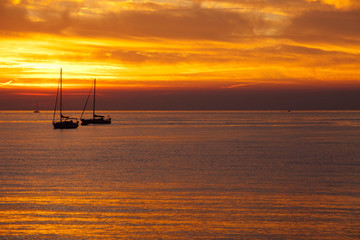 Sestri Levante (GE), Italy - June 01, 2017: A beautiful sunset, Sestri Levante, Genova, Liguria, Italy