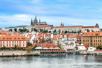 Embankment of the Vltava river in Prague