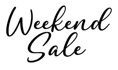 Weekend Sale calligraphy letters on white background.