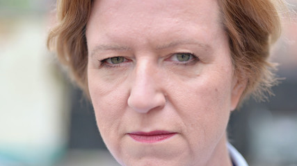 The Close up of Face of Old Woman