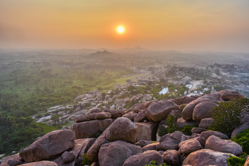 sunset in Hampi