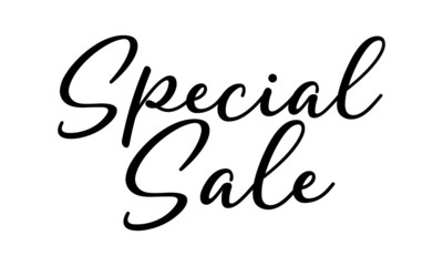 Special sale postcard.Modern brush calligraphy. Isolated on white background.