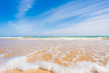 Sandy beach and calm sea in the Canary Islands