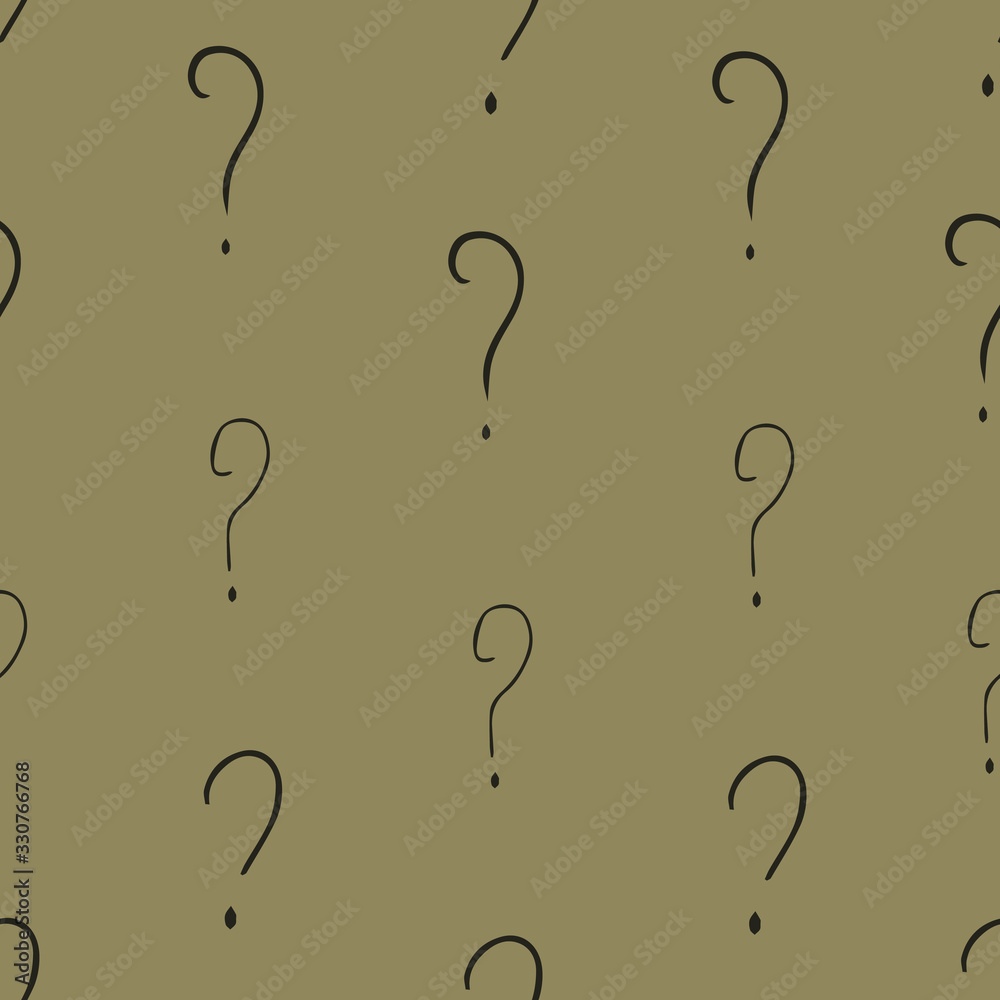 Poster question mark vector seamless pattern. hand drawn sketch. faq button. asking questions. ask for help