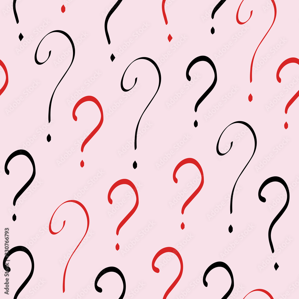 Poster question mark vector seamless pattern. hand drawn sketch. faq button. asking questions. ask for help