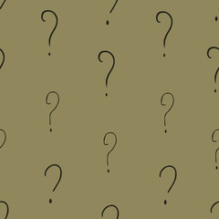 Question mark vector seamless pattern. Hand drawn sketch. FAQ button. Asking questions. Ask for help