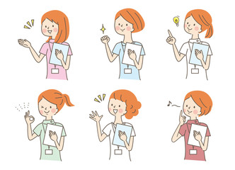 笑顔若い女性　白衣　セット