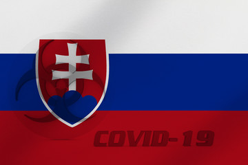 Fototapeta premium 3D ILLUSTRATION VIRUS, BIOHAZARD SYMBOL CORONAVIRUS WITH Slovakia FLAG, Flu coronavirus floating, micro view, pandemic virus infection, asian flu.