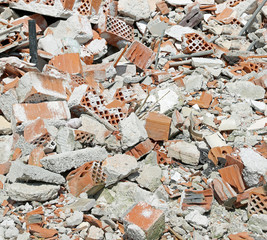 rubble and bricks from a demolished house