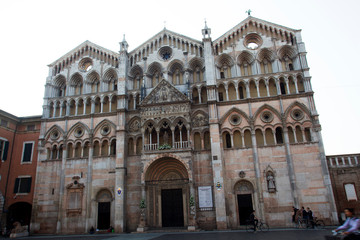 Naklejka premium Ferrara (FE), Italy - June 10, 2017: Facade of San Giorgio's cathedral, Ferrara, Emilia Romagna, Italy
