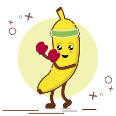 Cute banana sport character boxing