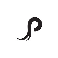 letter p curves geometric flow design logo vector