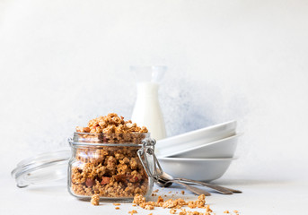 Obraz na płótnie Canvas Granola, muesli . Breakfast, snack.Concept of healthy