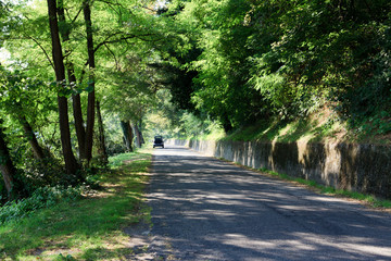 Sesto Calende (VA), Italy - September 15, 2016: The main road near Ticino river, Lombardy, Piedmont, Italy.