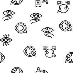Glaucoma Ophthalmology Seamless Pattern Vector Thin Line. Illustrations