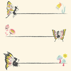 Pretty Whimsical Fairies vector Borders Set