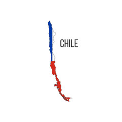 Chile flag map. The flag of the country in the form of borders. Stock vector illustration isolated on white background.