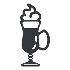 Vector Black Silhouette Icon - Drinking Glass with Irish Coffee