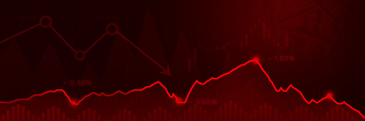 Line chart red down trend currency widescreen.