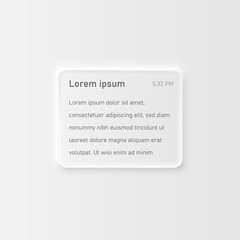 Very high detailed white user interface text box for websites and mobile apps, vector illustration