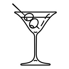 Vector Outline Cocktail Glass Icon.