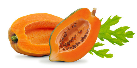 Papaya fruit isolated on a white background