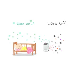Fototapeten Kids sleep on the bad and Air Purifier Working Vector © V.A Gallery