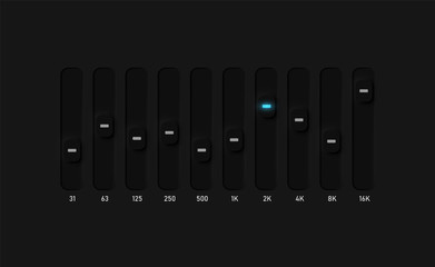 Very high detailed black user interface EQ for websites and mobile apps, vector illustration