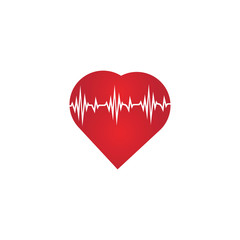 Heart rate icon - health monitor. Red Heart Rate.Blood pressure vector icon, heart cheering cardiogram, good health logo, healthy pulse flat symbol, medical pulsometer element.