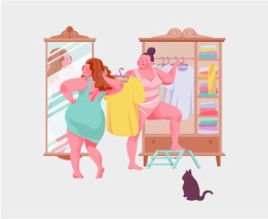 body positive, self-acceptance, girls in the dressing room