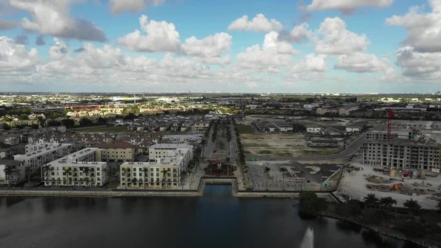 Aerial footage Central Park Blvd Doral FL developments under construction