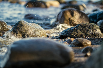 waves crushing on the rocks on beach