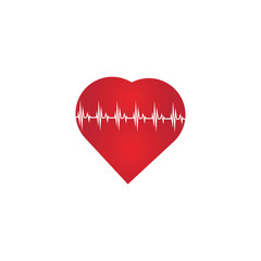 Heart rate icon - health monitor. Red Heart Rate.Blood pressure vector icon, heart cheering cardiogram, good health logo, healthy pulse flat symbol, medical pulsometer element.