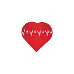 Heart rate icon - health monitor. Red Heart Rate.Blood pressure vector icon, heart cheering cardiogram, good health logo, healthy pulse flat symbol, medical pulsometer element.