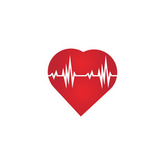 Heart rate icon - health monitor. Red Heart Rate.Blood pressure vector icon, heart cheering cardiogram, good health logo, healthy pulse flat symbol, medical pulsometer element.