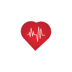 Heart rate icon - health monitor. Red Heart Rate.Blood pressure vector icon, heart cheering cardiogram, good health logo, healthy pulse flat symbol, medical pulsometer element.