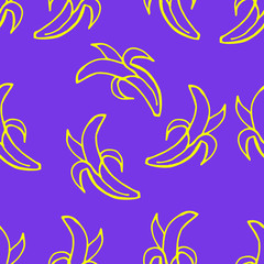 Vector illustration. Bright seamless pattern in the form of yellow bananas. Cover design, wallpaper design, clothing print.