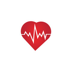 Heart rate icon - health monitor. Red Heart Rate.Blood pressure vector icon, heart cheering cardiogram, good health logo, healthy pulse flat symbol, medical pulsometer element.